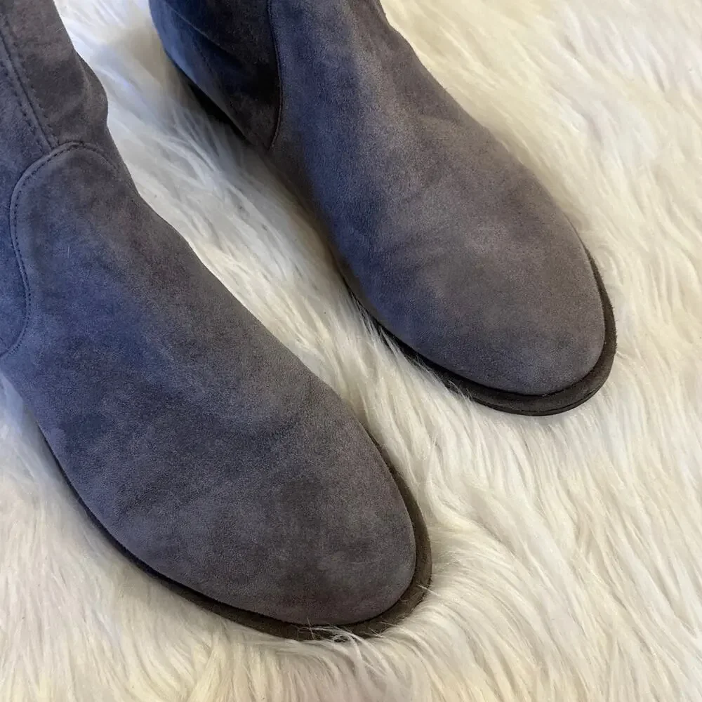 Stuart Weitzman Lowland Bold Boot Over The Knee High Boots Suede Block Heel Flat